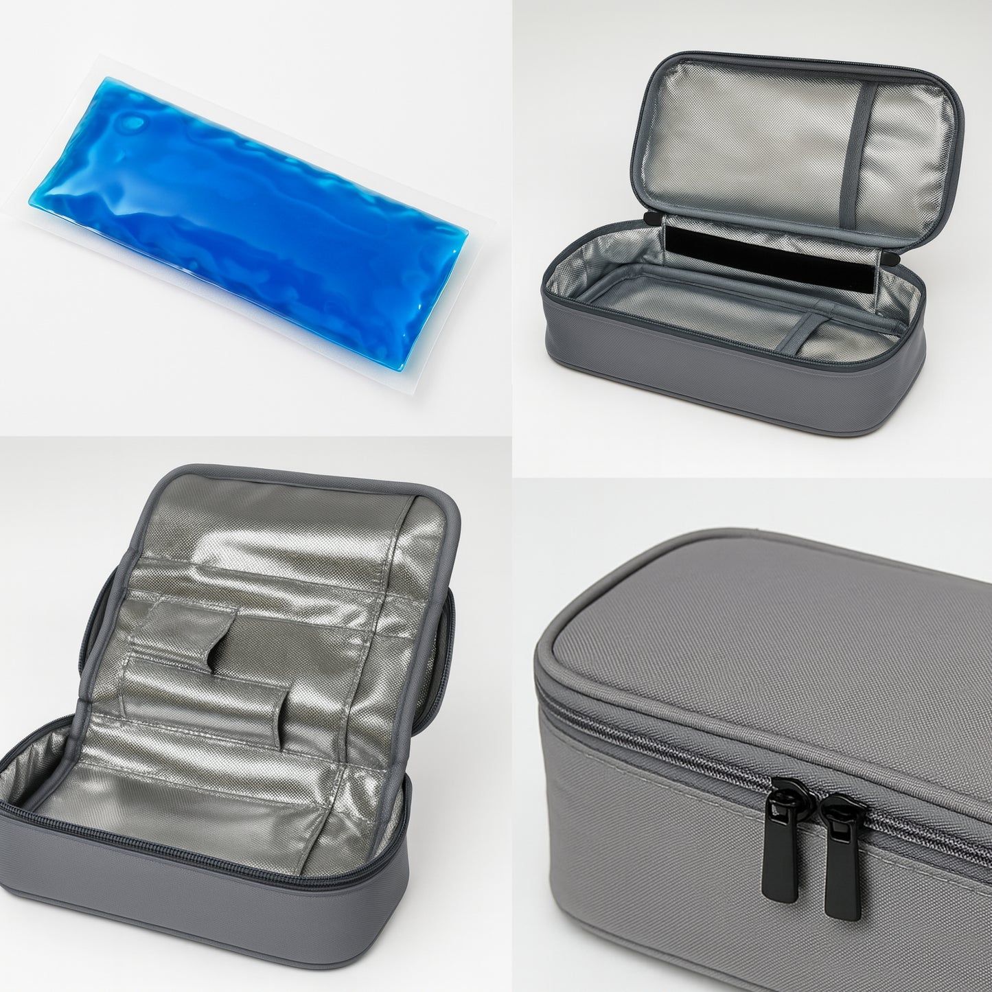 Portable Insulin Cooler GRAY + 2 COOLING GELS