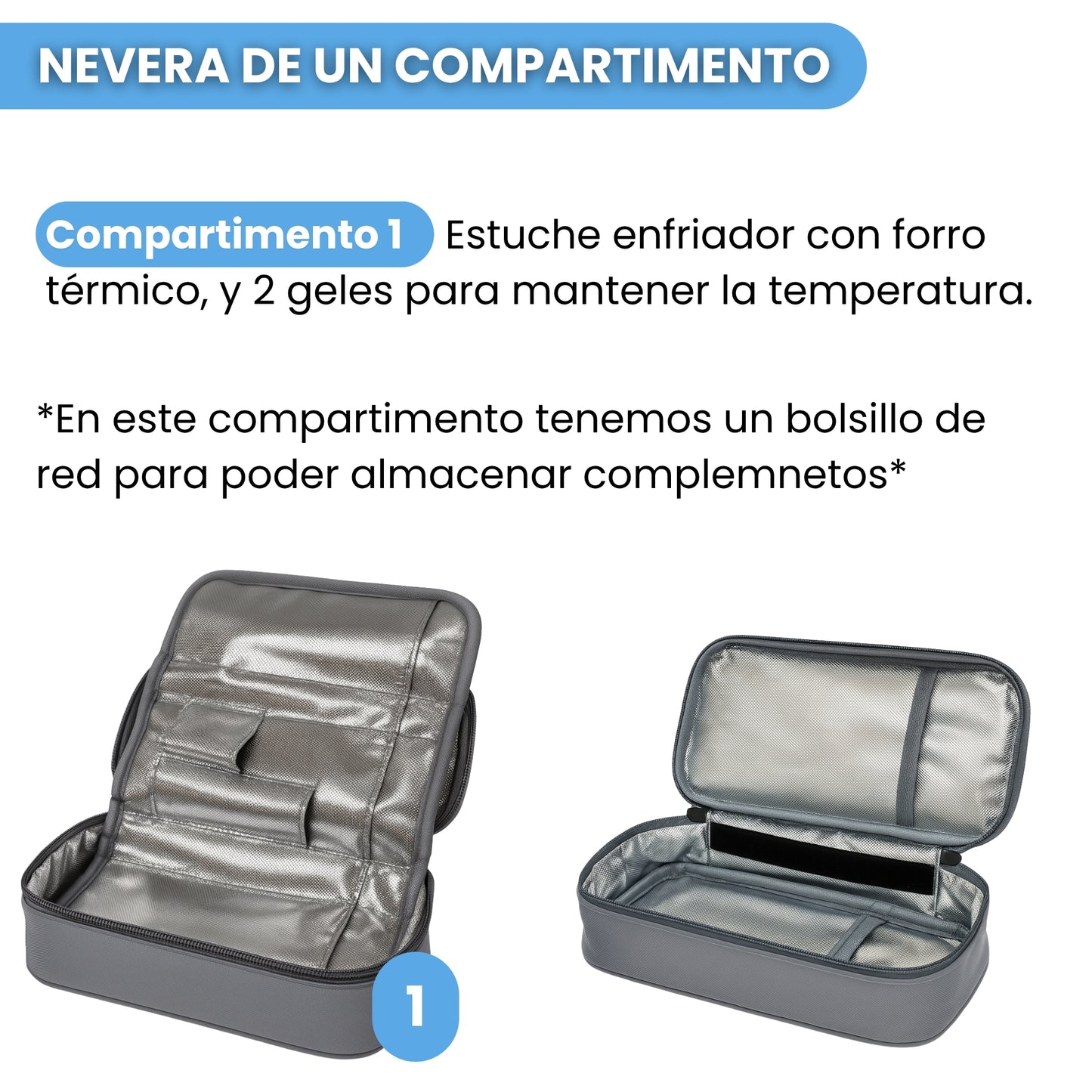 Portable Insulin Cooler GRAY + 2 COOLING GELS