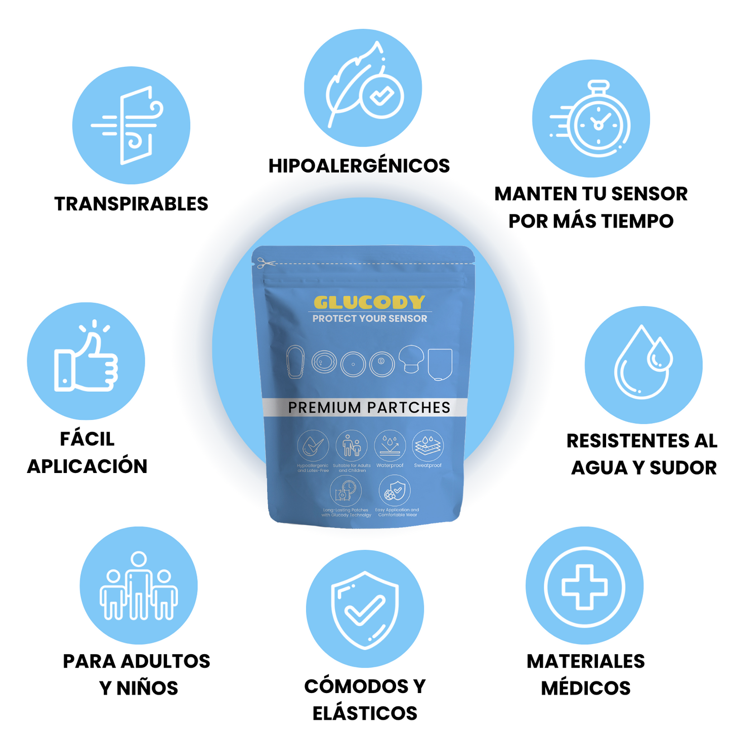 10pz PARCHE PROTETTIVO SENSORE DIABETE Marrone | Compatibile con tutti i sensori
