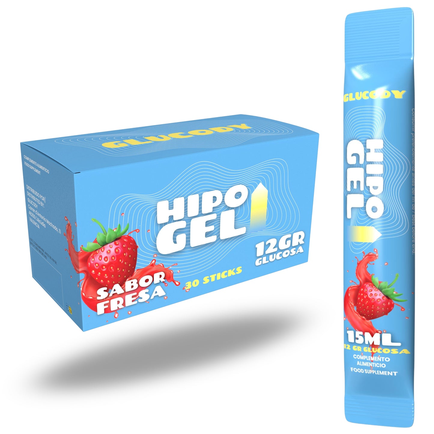 GEL DE GLUCOSA 12gr | Caja de 30 SOBRES de absorción rápida para hipoglucemias