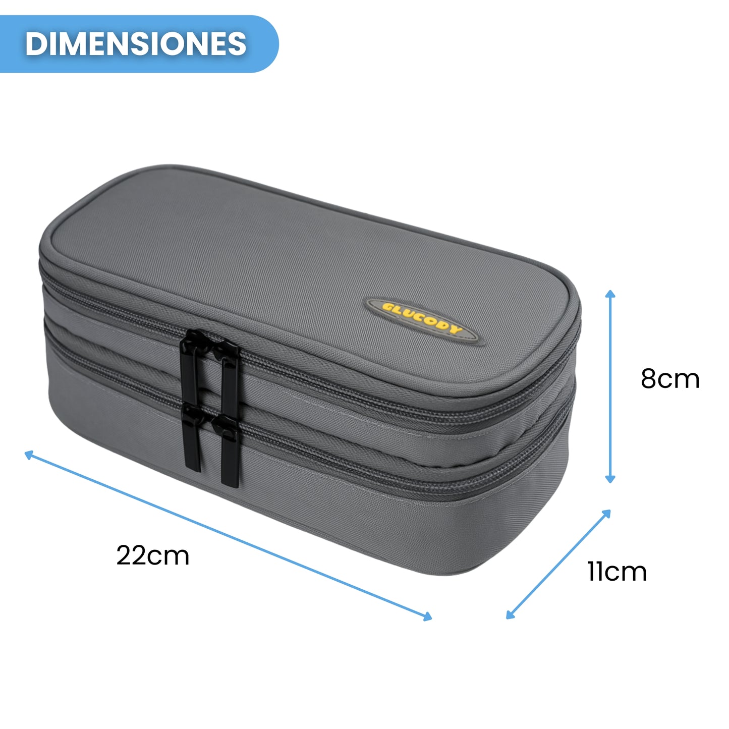 Nevera Insulina Portátil GRIS | DOBLE COMPARTIMENTO + 2 GELES ENFRIADORES