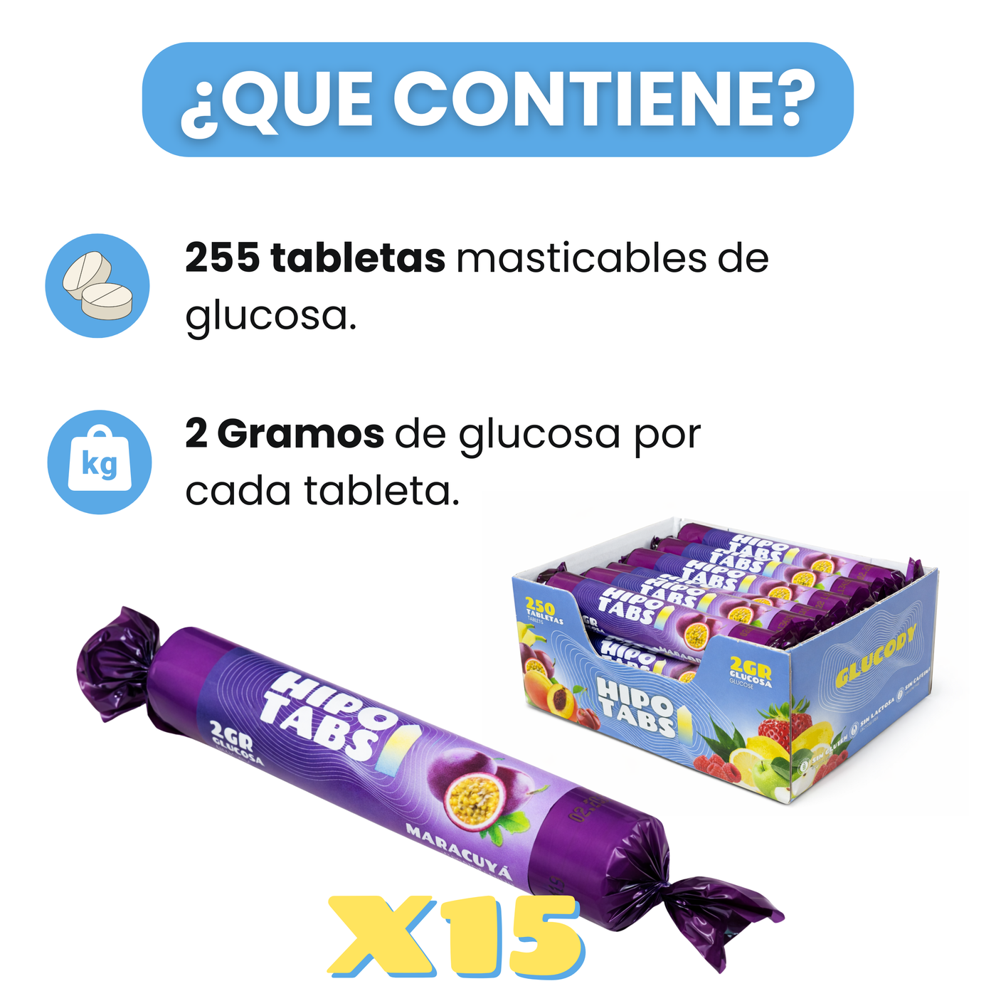 255 pastiglie di glucosio 2g frutto della passione | Confezione da 500g