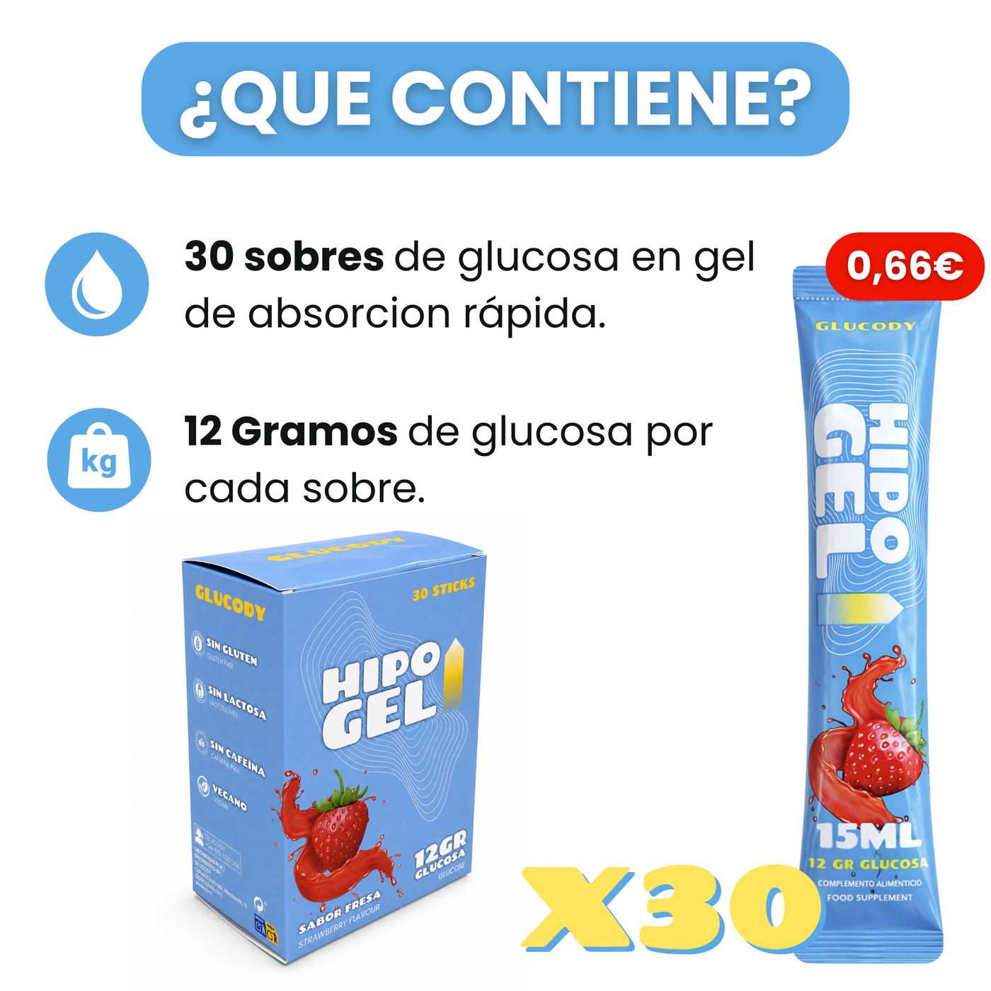 GEL DI GLUCOSIO 12g | Confezione da 30 BUSTINE ad assorbimento rapido