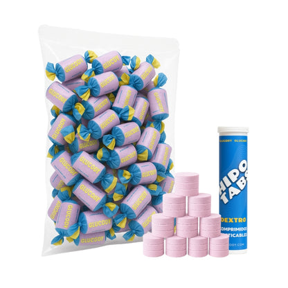 250 PASTILLAS DE GLUCOSA 2G FRESA | 500g de Pastillas + Dispensador