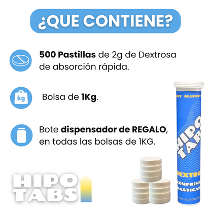 PASTILLAS DE GLUCOSA 2G LIMÓN | 1Kg de 500 Pastillas + Dispensador