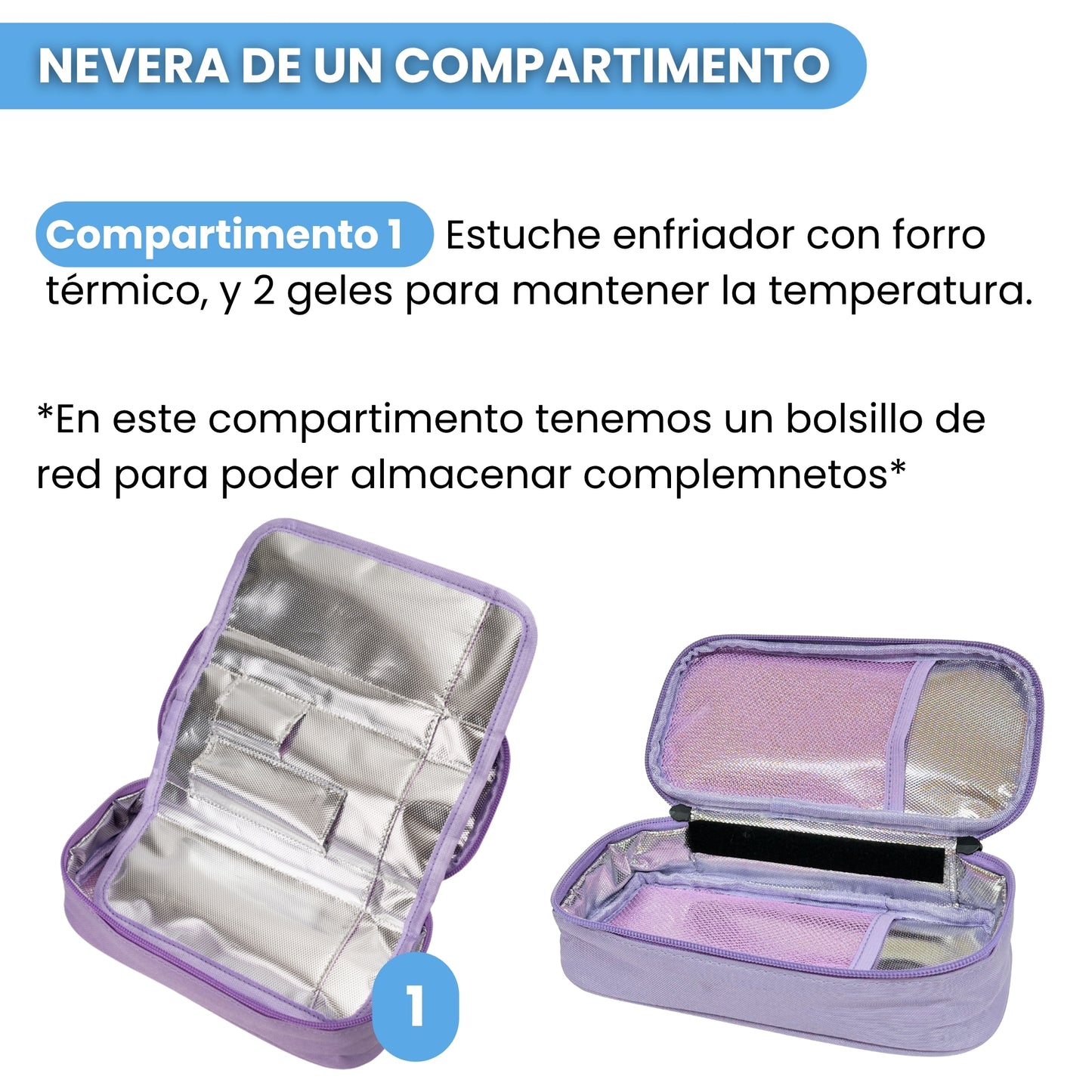 Nevera Insulina Portátil MORADO + 2 GELES ENFRIADORES