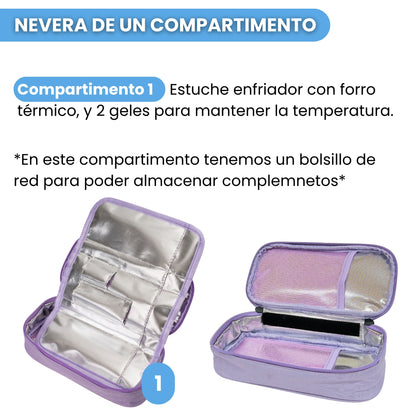 Nevera Insulina Portátil MORADO + 2 GELES ENFRIADORES