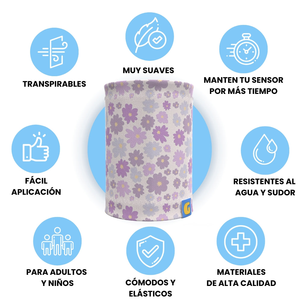 DIABETES SENSOR PROTECTIVE WRISTBAND "FLOWERS"