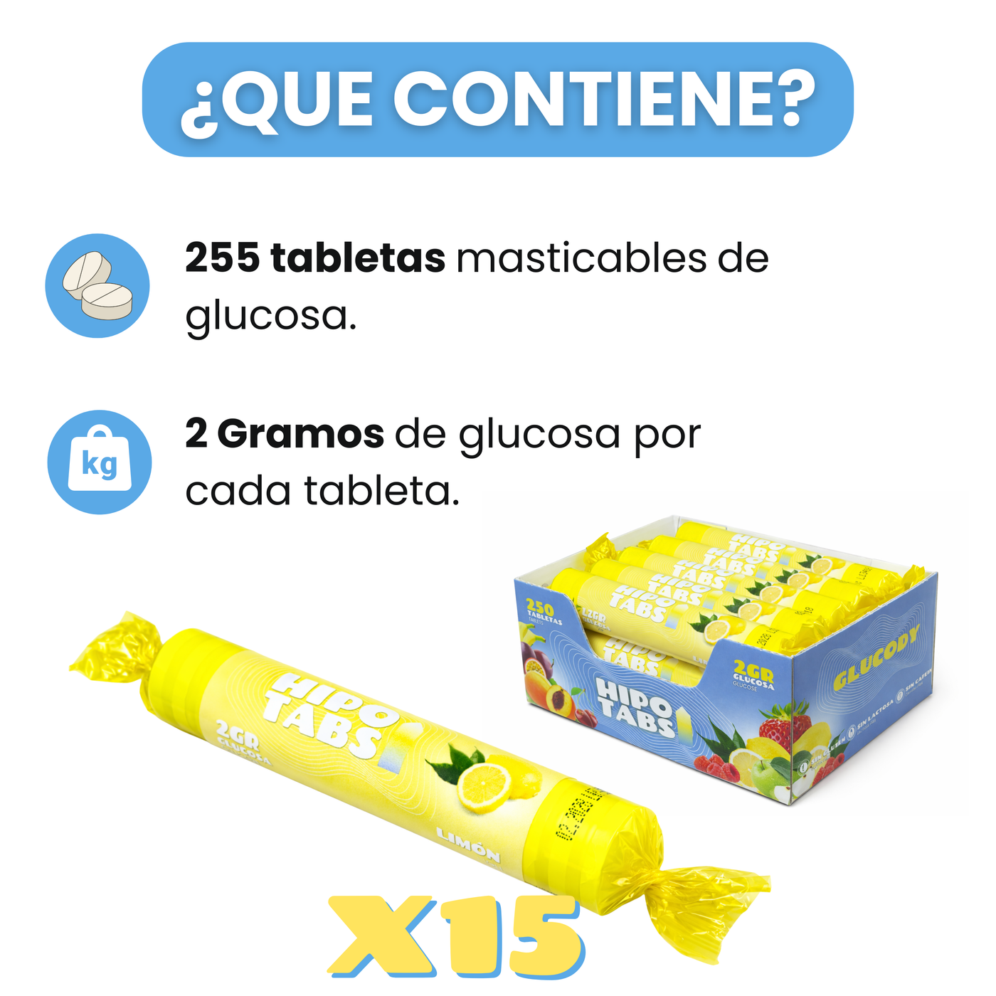 255 pastiglie di glucosio 2g limone | Confezione da 500g