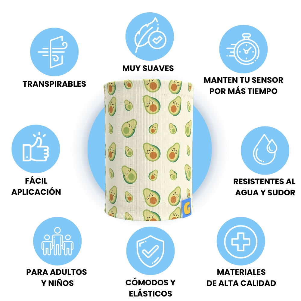 DIABETES SENSOR PROTECTIVE WRISTBAND "AVOCADOS"