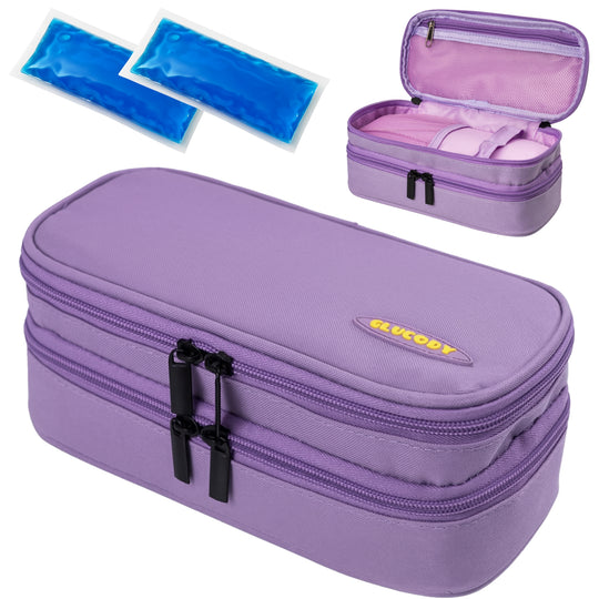 Portable Insulin Cooler PURPLE | DOUBLE COMPARTMENT + 2 GELS