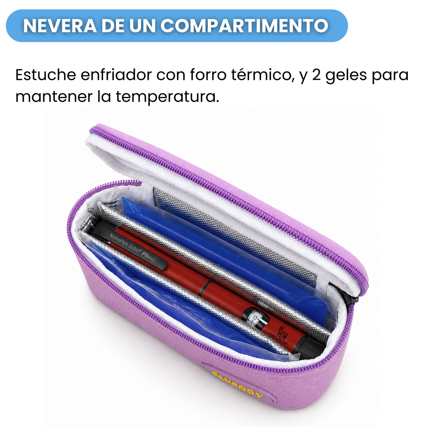 Portable Insulin Cooler PURPLE + 2 Cooling Gels
