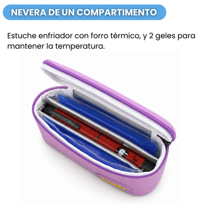 Glacière portable pour insuline VIOLET + 2 gels refroidissants