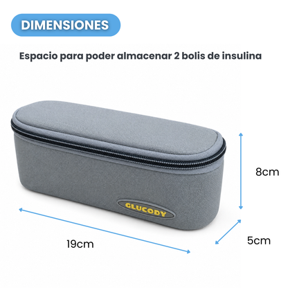 Glacière portable pour insuline GRIS + 2 gels refroidisseurs