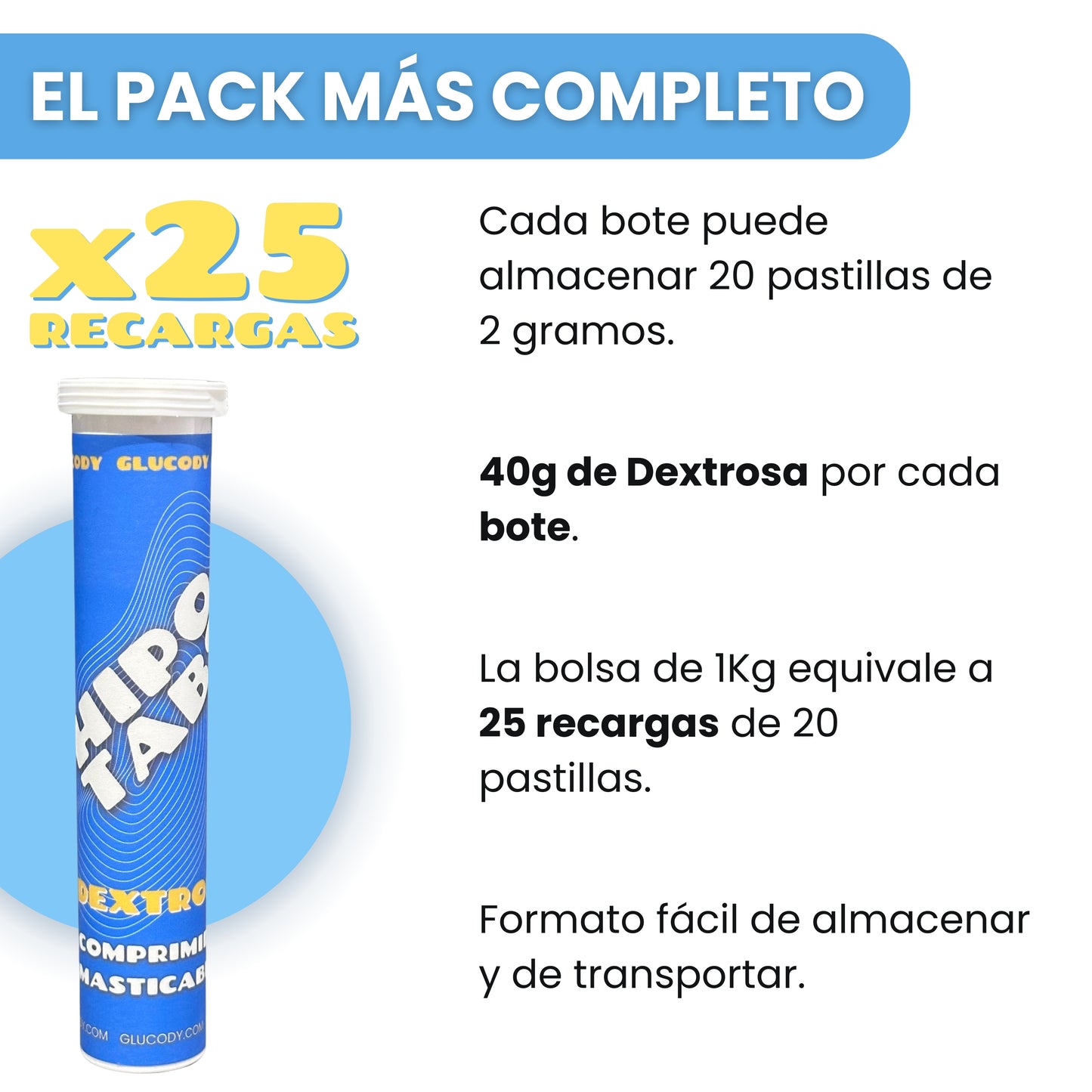 PASTILLAS DE GLUCOSA 2G LIMÓN | 1Kg de 500 Pastillas + Dispensador
